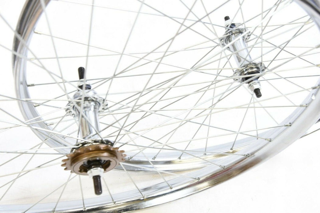 26 x 1 ½ (584) Wheels For Vintage Roadster Antique Bike Westwood Rod Brake Steel Chrome Rims
