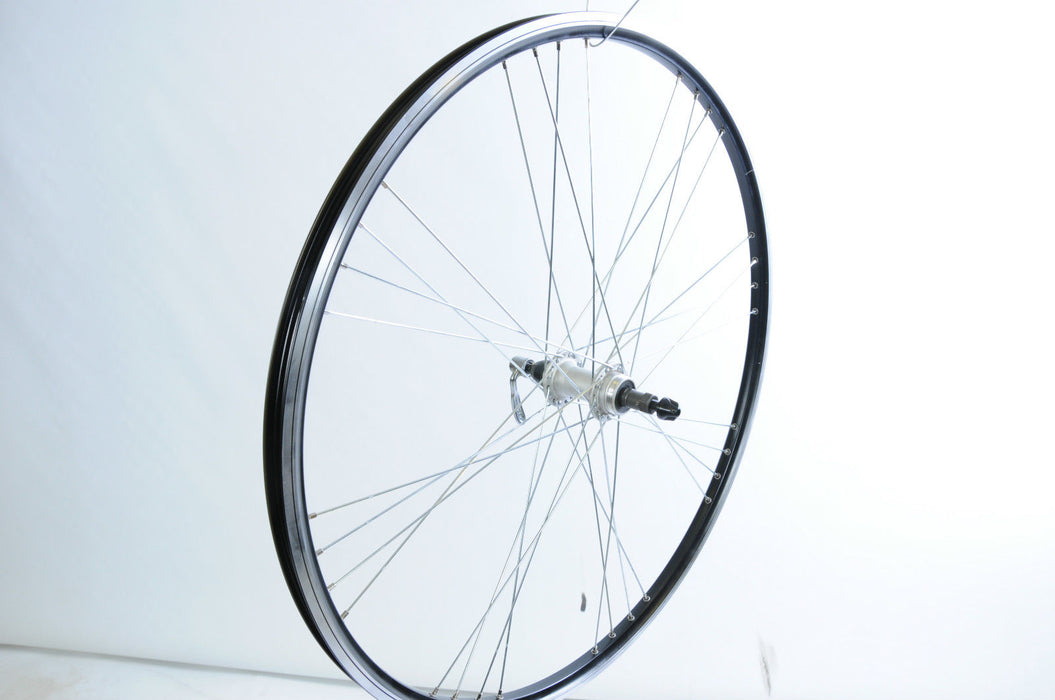 FRONT 700c 28 (622x19c) HYBRID WHEEL BLACK DEEP SECTION 8 x 4 RIM SPOKE FRONT 700c 28 (622x19c) HYBRID WHEEL BLACK DEEP SECTION 8 x 4 RIM SPOKE