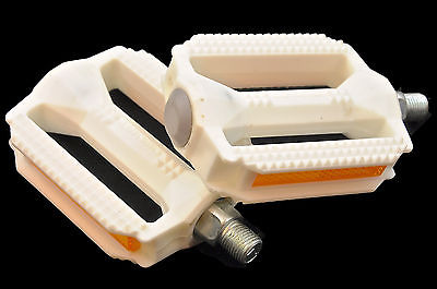 WHITE SQUARED 1-2” RESIN BIKE PEDALS IDEAL FOR KIDS CYCLES