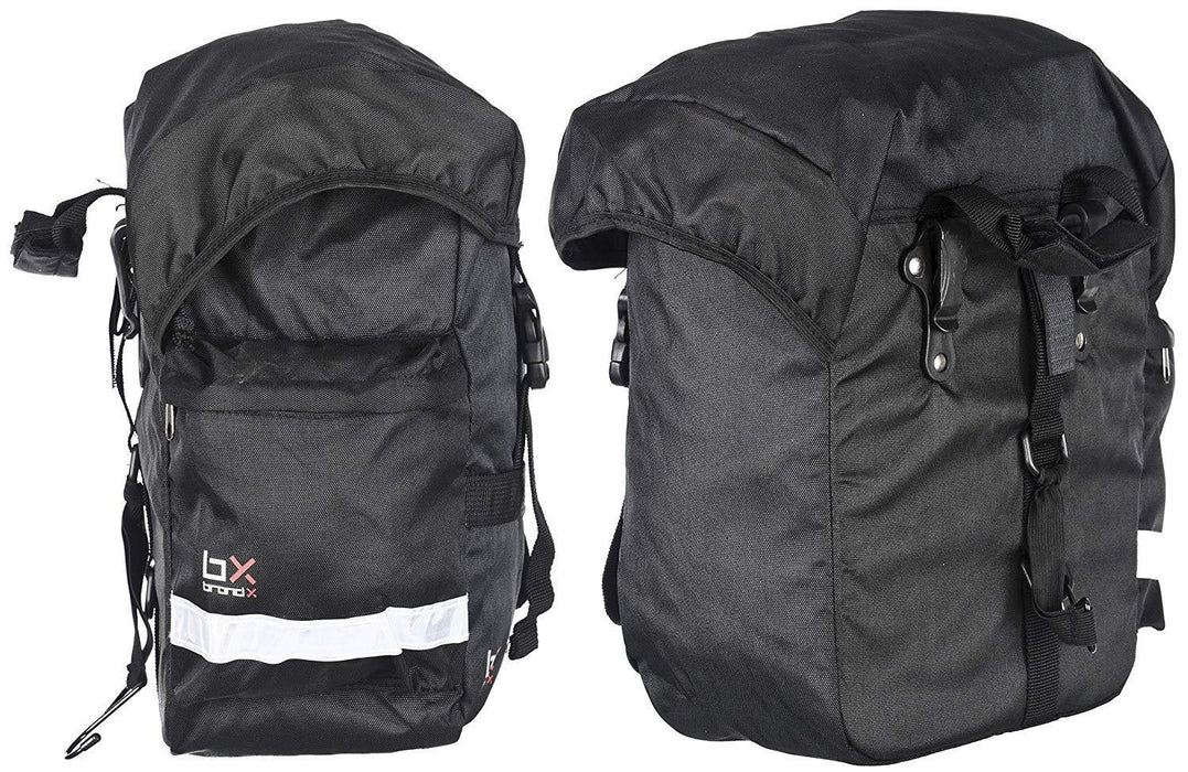 Brand X Water Resistant Reflective Bike Pannier - Commuter Bags 25L Black (Pair)