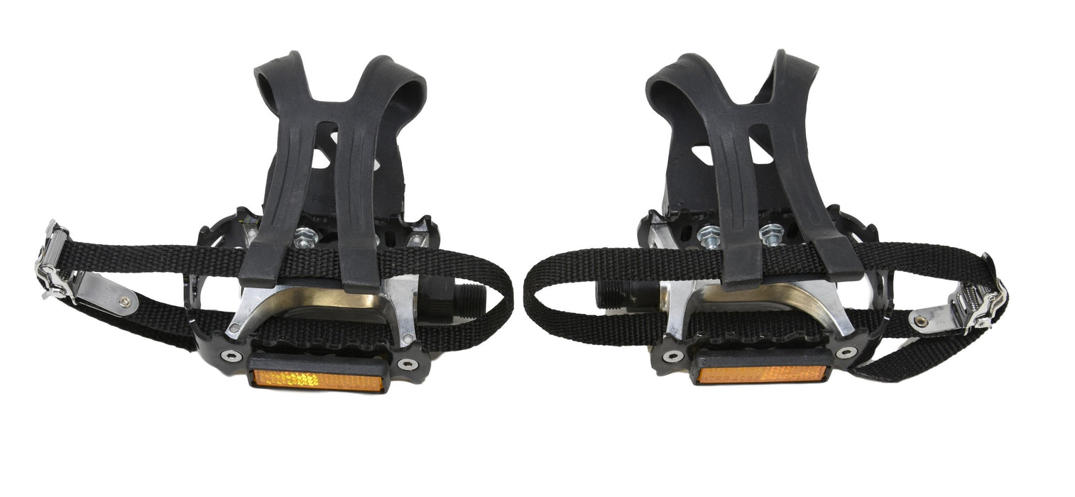 VP-515 MTB ATB PEDALS + TOE CLIPS & STRAP SET WITH REFLECTOR PLATES