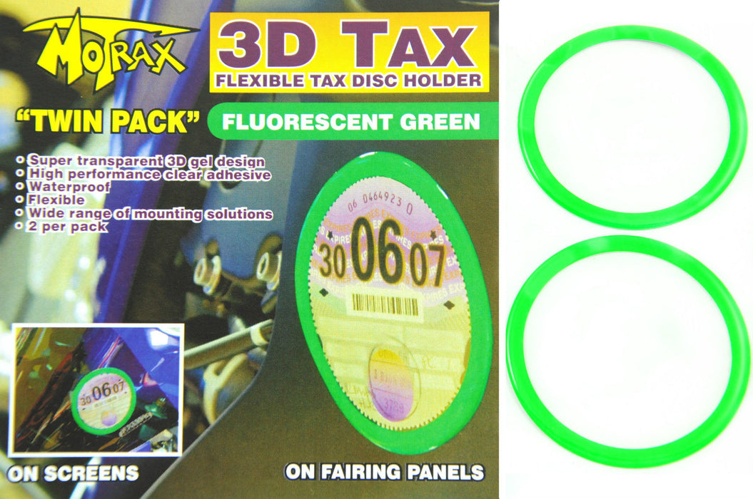 MOTRAX 3D TAX FLEXIBLE TAX DISC HOLDER FLUORESCENT GREEN