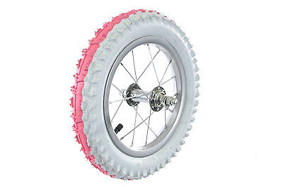 GIRLS 12"F BIKE OR SCOOTER WHEEL+WH & PINK TYRE FROM RALEIGH STRIDER