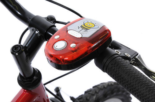 BATTERY CYCLE HOOTER RED MULTI SOUND LED LIGHT ELECTRIC BIKE-SCOOTER HORN
