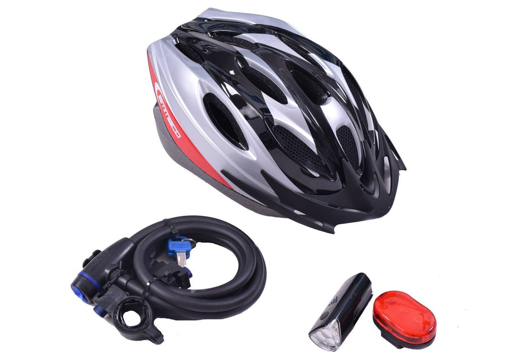 GREAT IDEAL PRESENT BIKE ACCESSORY PACK MENS-YOUTH BICYCLE, HELMET, LOCK,LIGHT SET