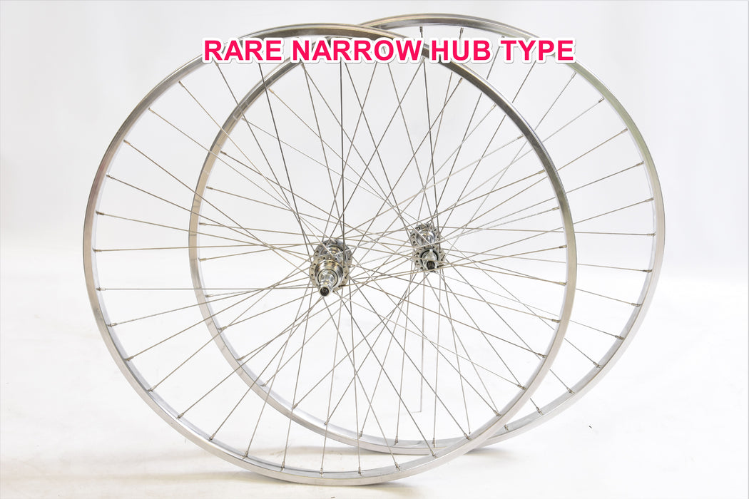 60’s,70’s,80’s Racer Bike 27 X 1 1-4” Alloy Chrome Look Narrow Hub Multi-speed Wheel Set