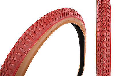 PAIR 26x2.125 SNAKEBELLY RED GUMWALL RALEIGH BOMBER-CRUISER TYRES