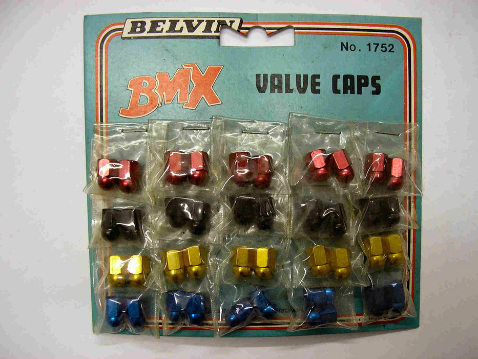 OLD SCHOOL BMX ANODISED ASST COLOURED ALLOY VALVE CAPS GENUINE 80’s MADE NOS