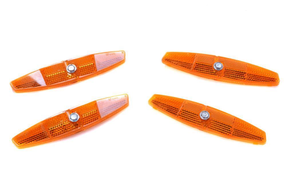 4 BICYCLE WHEEL SPOKE WIDE ANGLE SAFETY REFLECTORS ORANGE BE SAFE BE SEEN !!