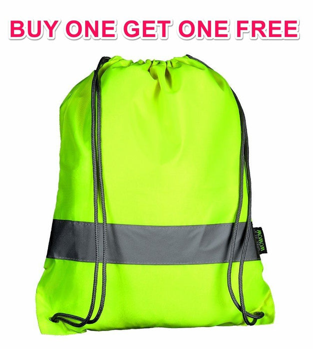 REFLECTIVE FLUORESCENT YELLOW DRAW STRING KIDDIES SPORTS BAG BUY 1 GET 1 FREE