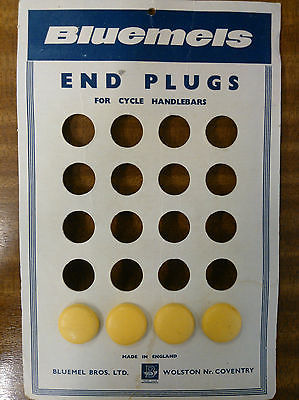 PAIR BLUEMELS NOSTALGIC MUSEUM HANDLEBAR PLUGS YELLOW GENUINE 70’s MADE NOS