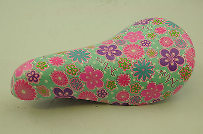 RALEIGH MISS 12+14 KIDDIES BIKE SADDLE FLOWERY GIRLIE BIKE SEAT NO BRACKET TYPE