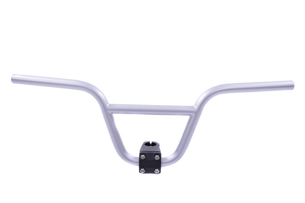 SILVER OLD SCHOOL BMX STEEL FLAT CROSSBAR HANDLEBARS WITH AHEAD STEM 6