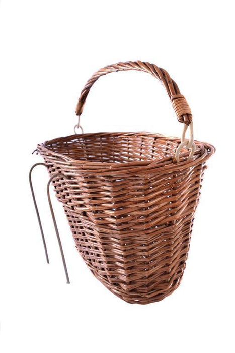 TRADITIONAL DUTCH STYLE CYCLE FRONT WICKER BASKET OVAL SHAPE WITH HANDLE