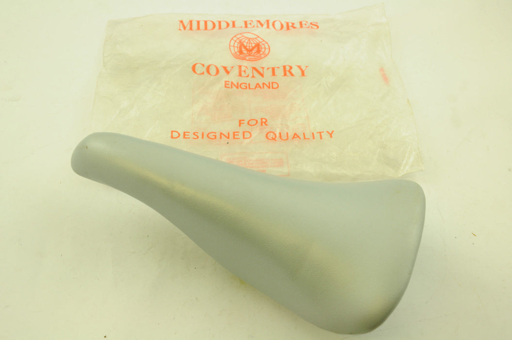 VINTAGE 80's RACING BIKE SEAT MIDDLEMORES OF COVENTRY SPORTS SADDLE SILVER GREY