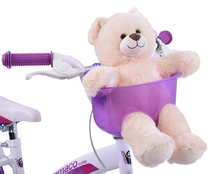 PURPLE TOY TEDDY BEAR FRONT BIKE BASKET HOLDER SEAT CHILD BOY GIRL FUN ACCESSORY