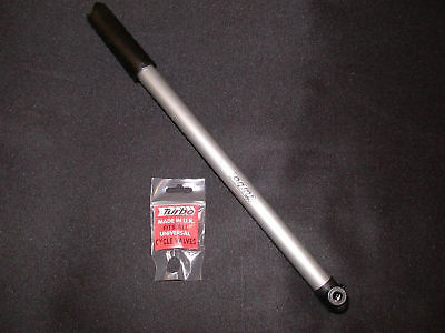 BICYCLE PUMP TURBO 15" FITS ALL VALVES BRITISH MADE IDEAL 70's 80's BIKES SILVER