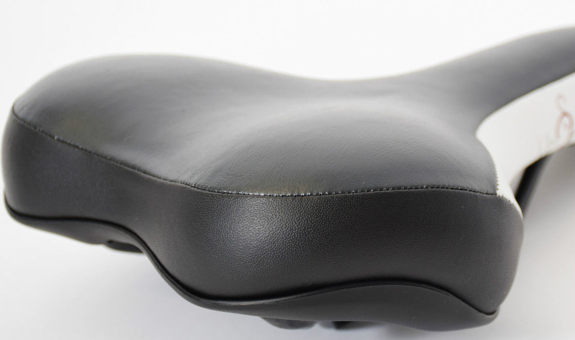 LUXURY BIKE SEAT KALKHOFF BLACK & WHITE PADDED CYCLE SADDLE UNISEX 195mm x 255mm