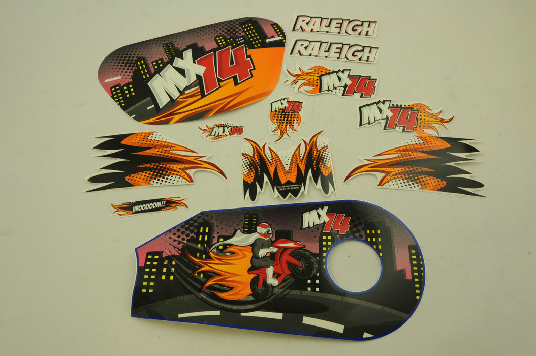 14” RALEIGH MX14 DECAL TRANSFER SET,STICKER PACK SUIT OTHER BIKES WTFRX14