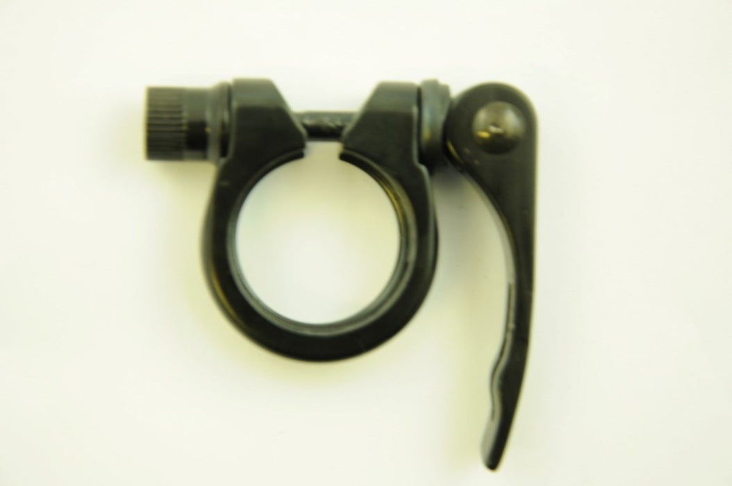 BLACK 31.8mm SEAT POST CLAMP & SLOTTED QUICK RELEASE LEVER MTB & MOST BIKES