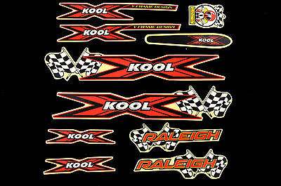 DECAL SET-RALEIGH X-KOOL RED-BLACK STICKER PACK SUIT MANY BIKES WTFRKOO1606