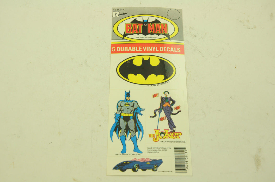5 PIECE BATMAN VINYL DECAL STICKER (TRANSFER)MADE IN THE 1980’s COLLECTORS ITEM