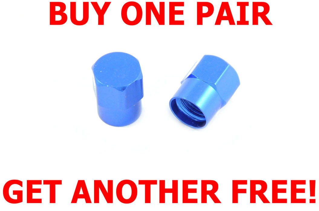 ANODISED BLUE ALLOY BIKE CYCLE DUST - VALVE CAPS AIR TIGHT SEAL GET 1 FREE