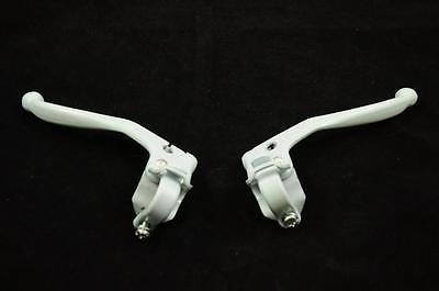 PAIR "CRANKED" BRAKE LEVERS FOR OLD SCHOOL BMX GENUINE NOS OFF WHITE COLOUR