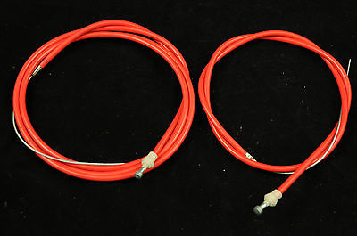FIXIE PEAR NIPPLE RACING SPORTS BIKE FRONT & REAR BRAKE CABLE SET BRIGHT RED