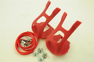 VP RED MOUNTAIN BIKE MTB WIDE TOE CLIPS LARGE DOUBLE (2) PRONG MADE IN 1980’s VP
