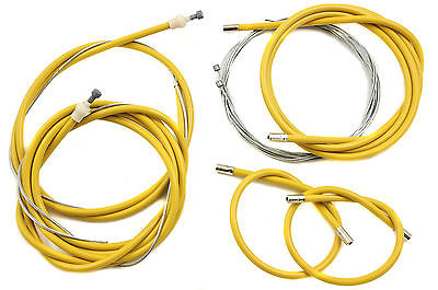 FIXIE OR SPORTS RACING BIKE FULL BRAKE & GEAR CABLE SET TAILOR MADE YELLOW