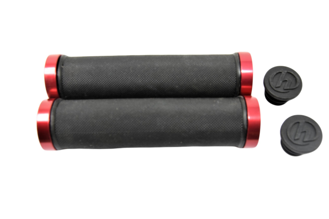 Herrmans DD28 Double Lock-on MTB Bike Handlebar Grips Black Red 55%
