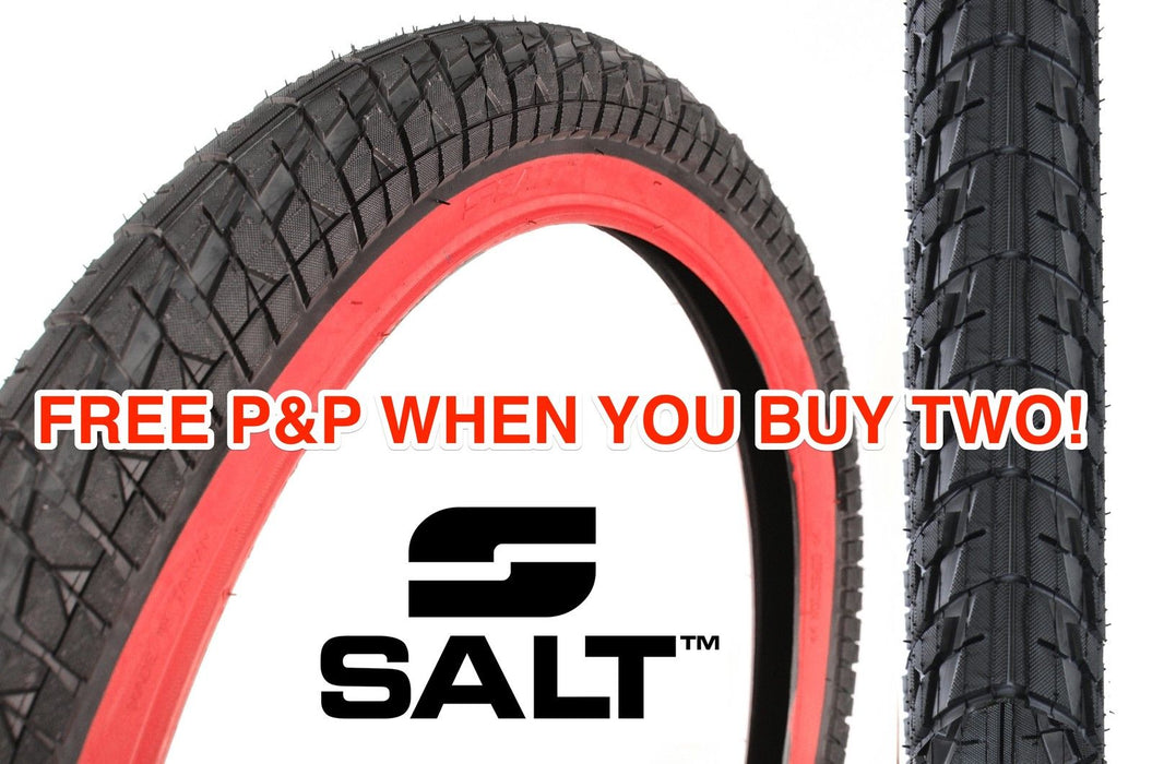 A SALT PITCH RAW 20 x 2.25 TYRE BMX SNAKE BELLY BLACK WITH RED WALL HUGE SAVING