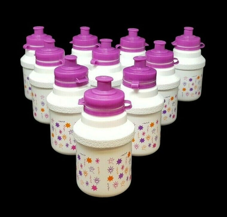 JOB LOT OF 10 X SMALL WHITE BIKE WATER BOTTLES CHILDRENS FOOTBALL DRINKS BOTTLES