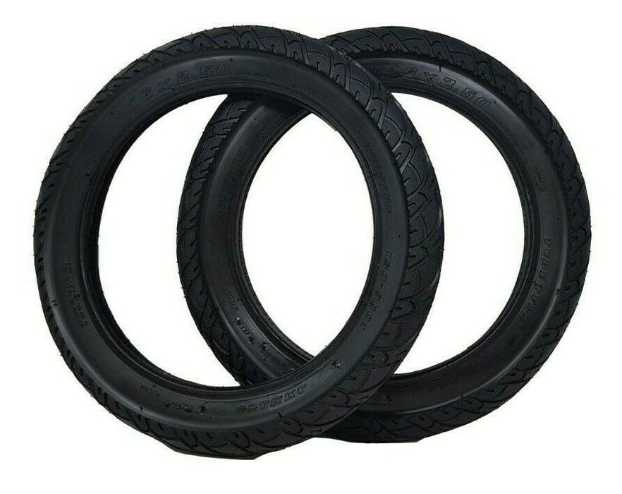 Pair 18 x 2.50 (64 - 355) Heavy Duty Electric Bike Black Scooter Tyres E-50 Rated