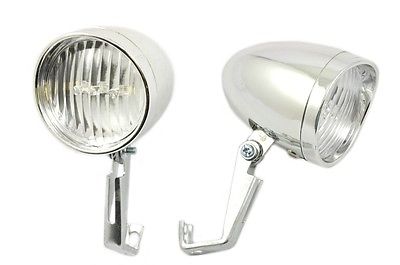 CLASSIC BIKE FRONT CHROME LAMP LIGHT WITH 3 SUPERBRITE LED.OLD RETRO STYLE LD014
