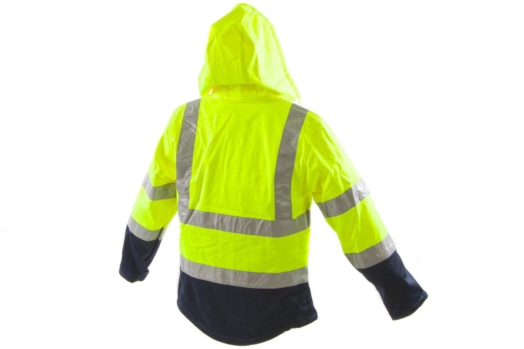 Fluorescent Fleece Coat Jacket Hi-viz With Hood Workwear Reflective Yellow-blue
