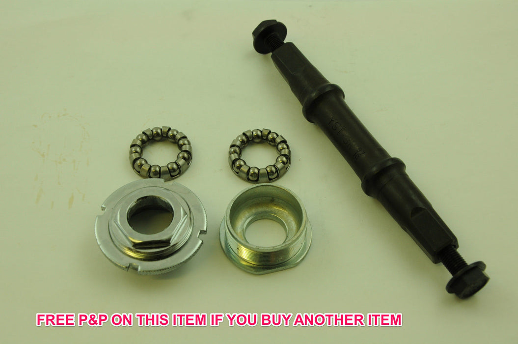 3R BOTTOM BRACKET AXLE SET COMPLETE WITH CUPS & QUALITY BEARING SET THREADED NEW