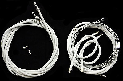 40's,50's,60's,70's,80's RACING BIKE BESPOKE MADE RIBBED FULL CABLE SET WHITE