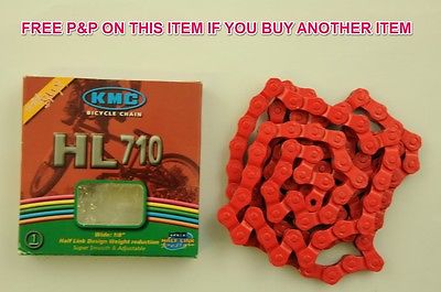RED HIGH QUALITY HALF LINK CHAIN KMC KOOL HL710 BMX/FIXIE 1/2