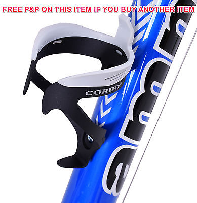 CORDO RIDE LIGHT ALLOY MTB CYCLE WATER BOTTLE CAGE HOLDER WHITE-BLACK 50% OFF