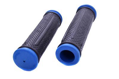 QUALITY HERRMANS BIKE HANDLEBAR GRIPS BLACK WITH BLUE ENDS MTB-ANY CYCLE 120mm