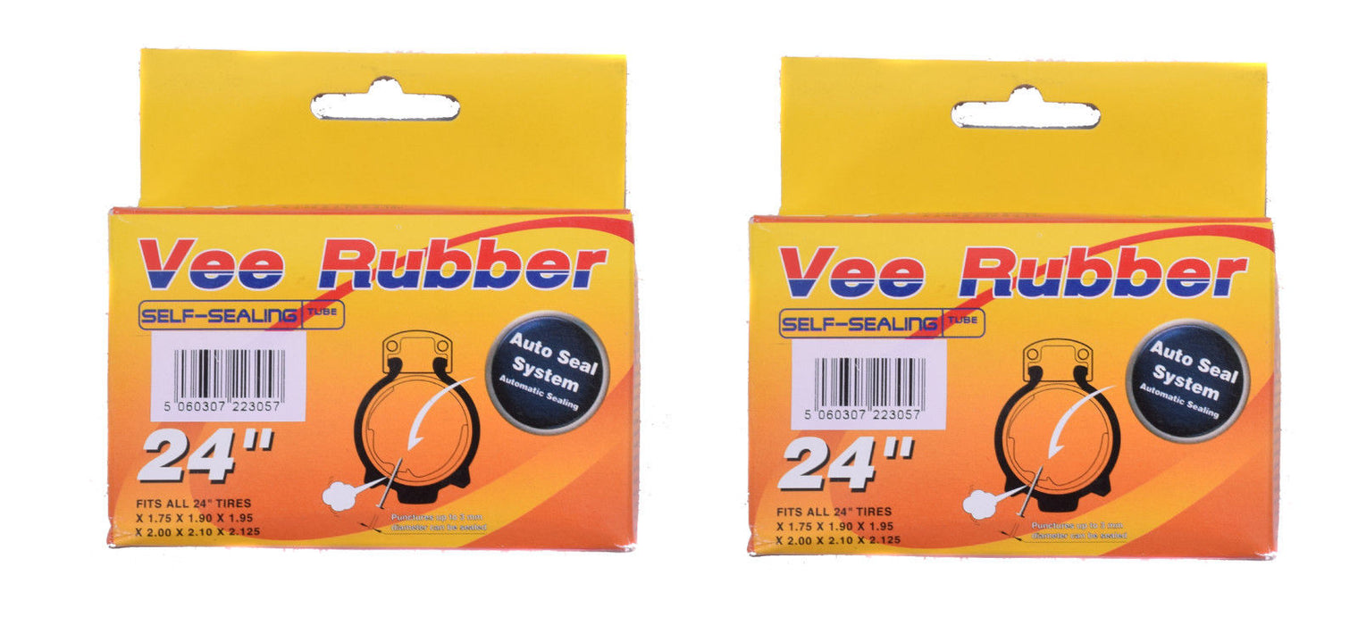 PAIR (2) SELF-SEALING INNER TUBES 24 x1.75- 24 x 2.125 CAR VALVE BMX,FOLDER,KIDS