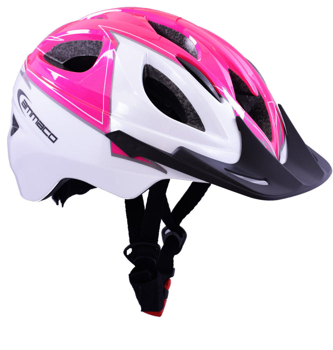 GREAT QUALITY GIRLIE GIRLS BIKE HELMET IN MOULD CHILDRENS  46-53cm PINK & WHITE