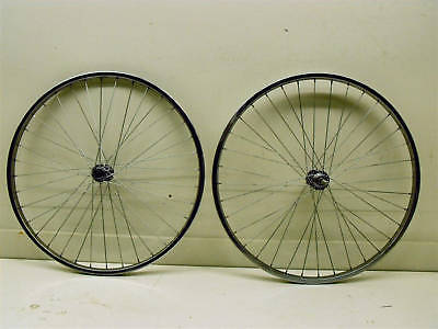 PAIR OF EARLY STEEL CHROME 26 x 1.75 MOUNTAIN BIKE WHEELS (ONE FRONT+ONE REAR)