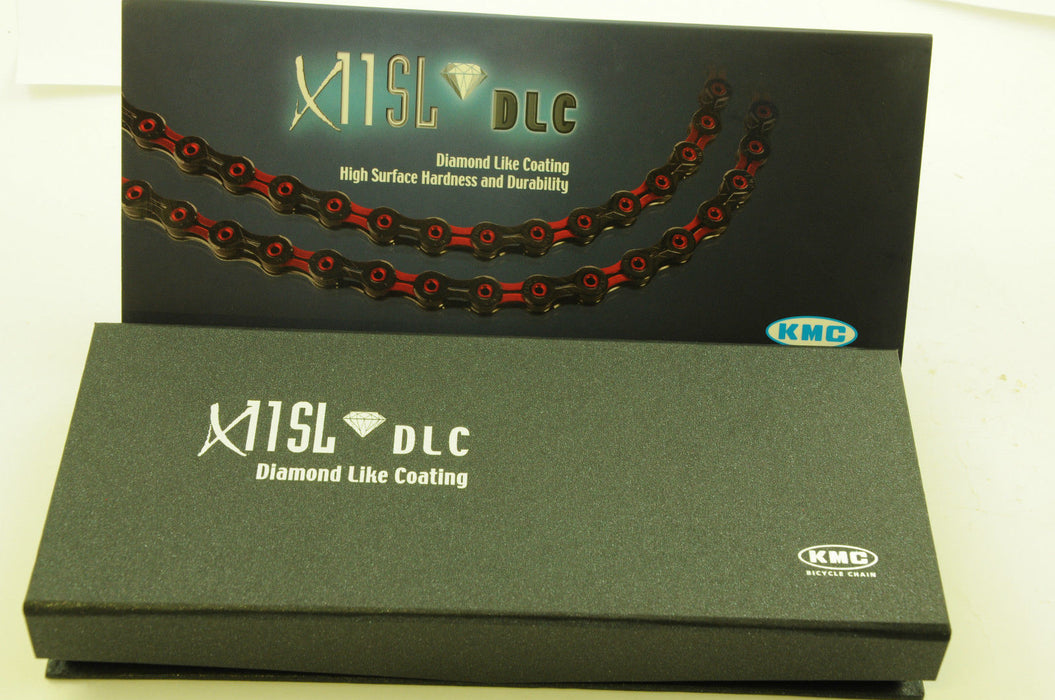 KMC X11-SL DLC BLACK & RED 11 SPEED MTB CHAIN 116L PROFESSIONAL STRONG V LIGHT
