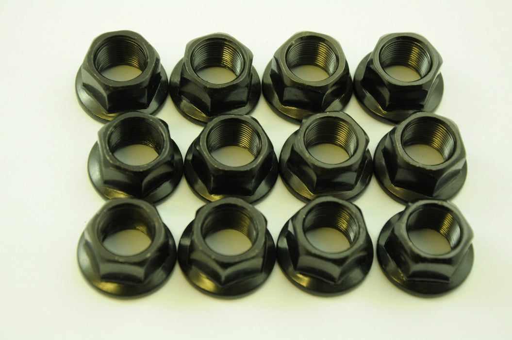 WHOLESALE JOB LOT 12 BMX FREESTYLE 14mm WHEEL NUTS 6 PAIRS FLANGED NUTS BLACK