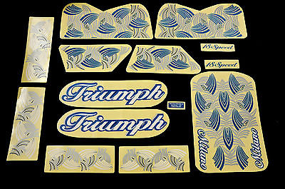 DECAL SET-TRIUMPH MILANO BLUE & SILVER STICKER PACK SUIT MANY OTHER BIKES TFRM26