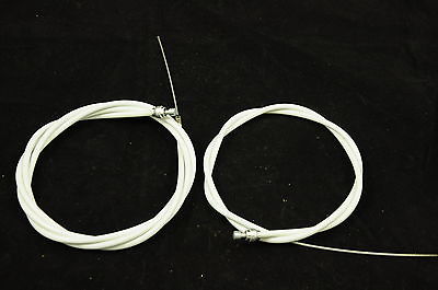 FIXIE or 70's 80's 90's RACING SPORTS BIKE WHITE FRONT & REAR BRAKE CABLE SET
