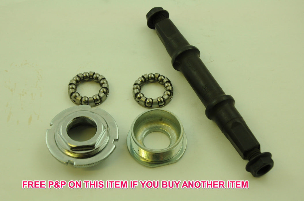 3S BOTTOM BRACKET AXLE SET COMPLETE WITH CUPS & QUALITY BEARING SET THREADED NEW